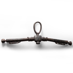 Medieval Niello Inlaid Bronze Purse Bar