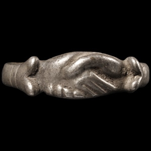 Post Medieval Silver Clasped Hands Fede Ring