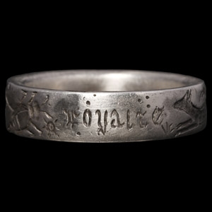 Georgian Silver LOYALTE NE PEUR Ring with Animals