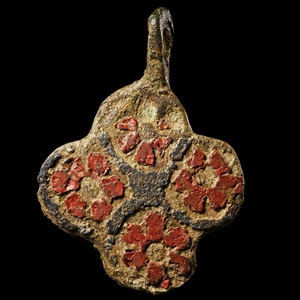 Medieval Knights Bronze Heraldic Horse Harness Pendant with Flowers