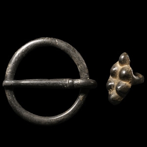 Medieval Bronze Ring Brooch and Mount Group