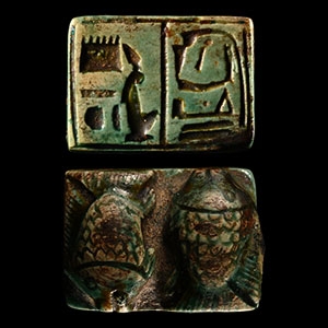Egyptian Faience Fish Amulet with Hieroglyphs