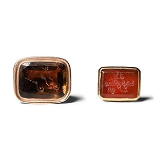 Gold Fob Seal Collection with Calligraphic Gemstones