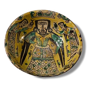 Nishapur Style Buff Ware Bowl with Figure