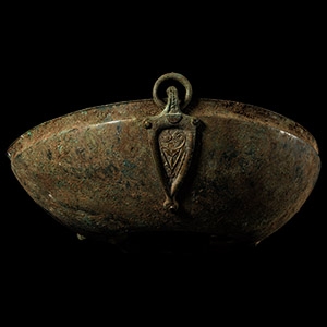 Bronze Hanging Bowl Complete with all Four Chip-Carved Mounts
