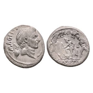 Ancient Roman Imperial Coins - Sextus Pompey - Neptune AR Denarius