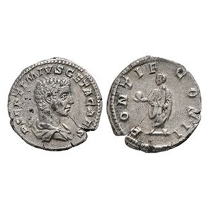 Ancient Roman Imperial Coins - Geta - Pontif AR Denarius