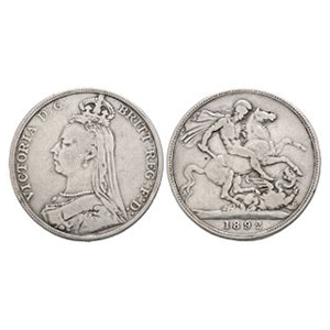 English Milled Coins - Victoria - 1892 - Jubilee Head AR Crown