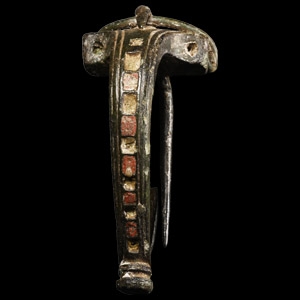 Large Romano-British Published Enamelled Bronze Head Stud Bow Brooch
