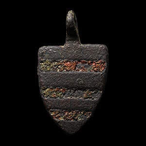 Medieval Knights Enamelled Bronze Rochefort Family Heraldic Horse Harness Pendant