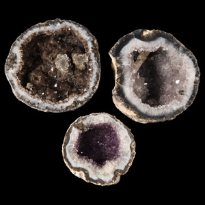Natural History - Cut and Polished Agate Crystal Geode Half Group [3]