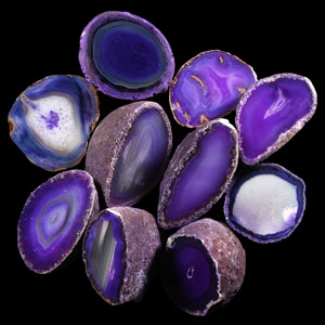 Natural History - Purple Cut and Polished Agate Crystal Geode Half Group [10]