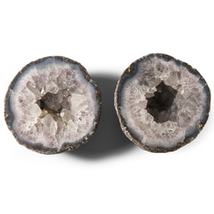 Natural History - Cut and Polished Agate Crystal Geode Pair
