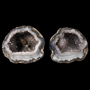 Natural History - Cut and Polished Agate Crystal Geode Pair