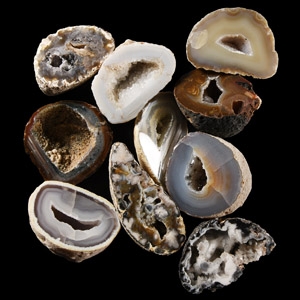 Natural History - Mixed Cut and Polished Agate Crystal Geode Half Group [10]