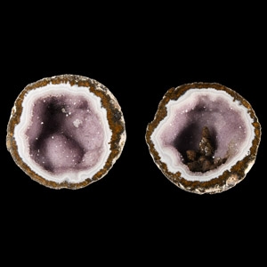 Natural History - Mixed Cut and Polished Agate Crystal Geode Pair