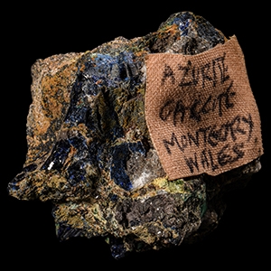 Natural History - Boxed Historic Azurite with Calcite Crystal Specimen