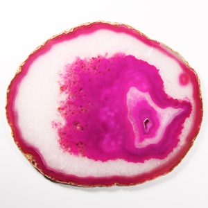 Natural History - Large Size Cut and Polished Pink Agate Crystal Geode Slice
