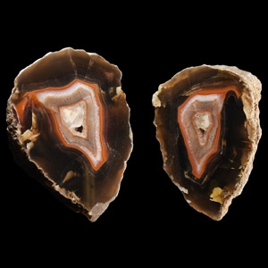 Natural History - Large Size Cut and Polished Malawi Agate Crystal Geode Pair