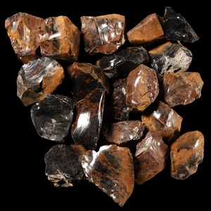 Natural History - Natural Mahogany Coloured Volcanic Glass Specimen Group [20]