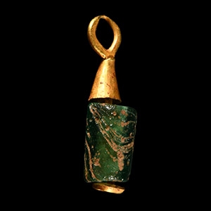 Roman Gold Pendant with Bead Drop