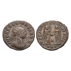 Ancient Roman Imperial Coins - Aurelian - Emperor with Mars AE Antoninianus