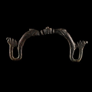 Roman Bronze Military Helmet Carry Handle with Dolphins