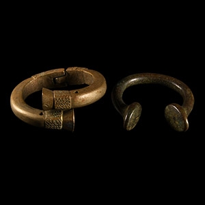 African Slave Trade Bronze Manilla Bracelet Group