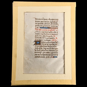 Medieval Illuminated Book of Hours Vellum Manuscript Page