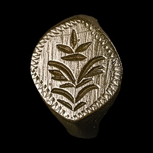 Tudor Period Bronze Signet Ring with Flower