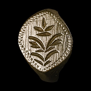 Tudor Period Bronze Signet Ring with Flower
