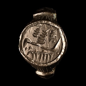 Byzantine Bronze Signet Ring with Two Birds
