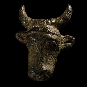 Romano-British Bronze Bulls Head Bowl Mount