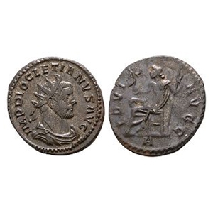 Ancient Roman Imperial Coins - Diocletian - Jupiter AE Antoninianus