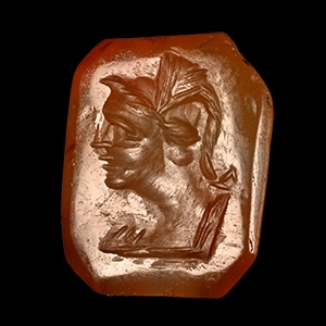 Neoclassical Agate Gemstone with Helmetted Roman Bust