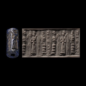 Western Asiatic Lapis Lazuli Cylinder Seal with Presentation Scene