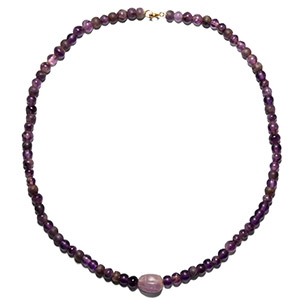 Amethyst Bead Necklace with Scaraboid