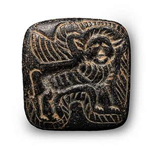 Bactrian Bifacial Stone Amulet with Bird and Lion