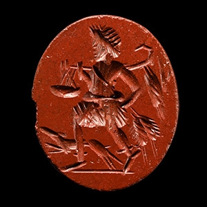 Roman Red Jasper Gemstone with Hunter and Dog