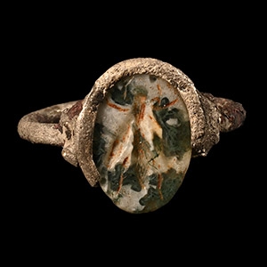 Roman Silver Ring with Fly Gemstone