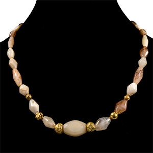 Western Asiatic Agate and Gold Bead Necklace