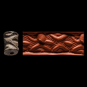 Western Asiatic Grey Stone Geometric Cylinder Seal