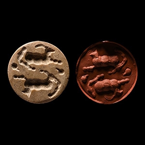 Sumerian Domed Stone Stamp Seal with Animals
