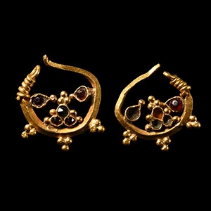 Gold Gem-Set Earrings