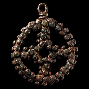 Central Asian Bronze Pendant with Pierced Cross