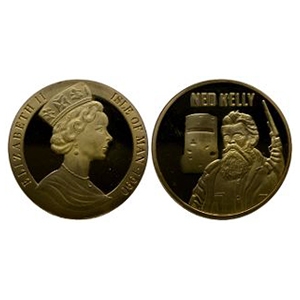 English Milled Coins - Isle of Man - Elizabeth II - 1990 - Gilt AR Crown