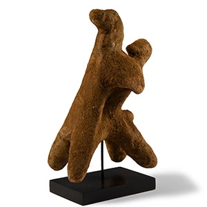 Archaic Greek Terracotta Figure of Mounted Warrior with Shield