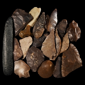Stone Age Flint Scraper and Other Implement Group