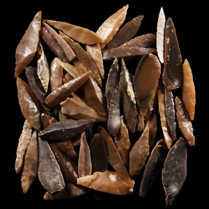 Stone Age Long Flint Arrowhead Group