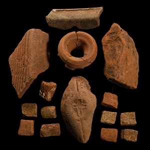 Roman Terracotta Fragment and Tesserae Group